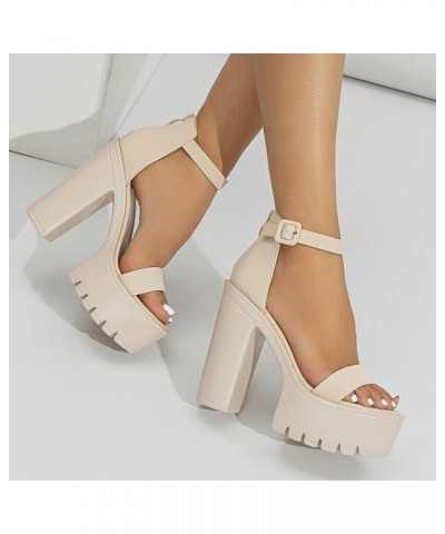 Silver Heeled sandals For Women Dressy Women'S Slide sandals Ballroom Shoes Women sandals Women Fashion 2023 Comfortab Beige-...