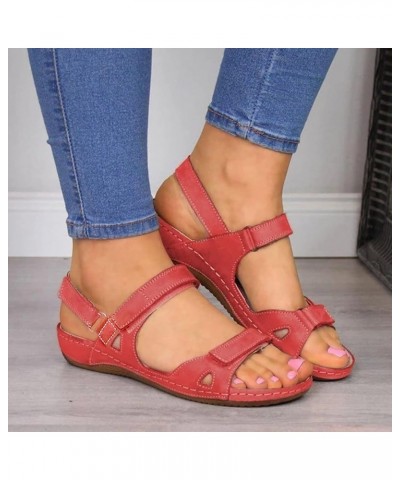 Shoes for Women Platform Espadrille Sandals Block Chunky Heel Open Toe Strappy Beach Summer Flip Flop Shoes 52-ibzwp-red8 $15...