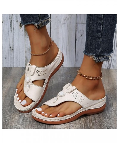 Women Flat Slides Sandals,Summer Roman Comfy Bottomed Slip On Clip Ring Open Toe Sandals with Wedges Flip Flops for Women Tho...