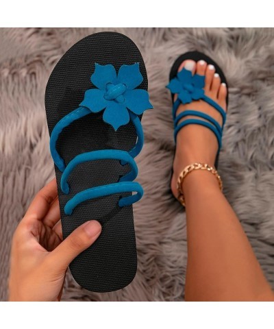 Ladies Faux Leather Sandals Teen Girls Bohemia Styles High Heeled Platform Shoes Flower Women Flip Flops Slippers Blue $9.70 ...