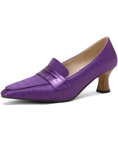 Women's Fashion Slip on Pumps Classic Casual Square Toe Kitten Heel Art Painted Shoes Purple $33.63 Pumps