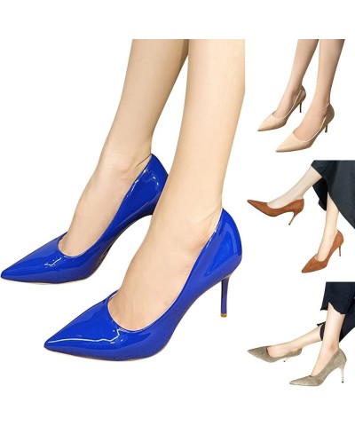 Women's Solid Leather Pointed Toe Slip on Mid Heels Sandals Autumn and Winter Women Casual Shoes Casual Party Dressy Shoes (B...