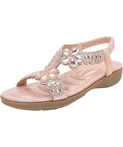 Size 11 Womens Sandals Women Thick Soled Sandals Fashion Bohemian Style Diamond Beach Sandals (Black, 6.5) 8 Pink $20.72 Sandals