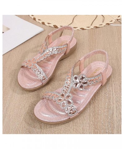 Size 11 Womens Sandals Women Thick Soled Sandals Fashion Bohemian Style Diamond Beach Sandals (Black, 6.5) 8 Pink $20.72 Sandals