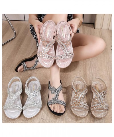 Size 11 Womens Sandals Women Thick Soled Sandals Fashion Bohemian Style Diamond Beach Sandals (Black, 6.5) 8 Pink $20.72 Sandals