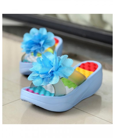 light blue heels for women black wedge sandals ladies sandals silver sandals women wedge slippers for women(0314A64 Sky Blue,...