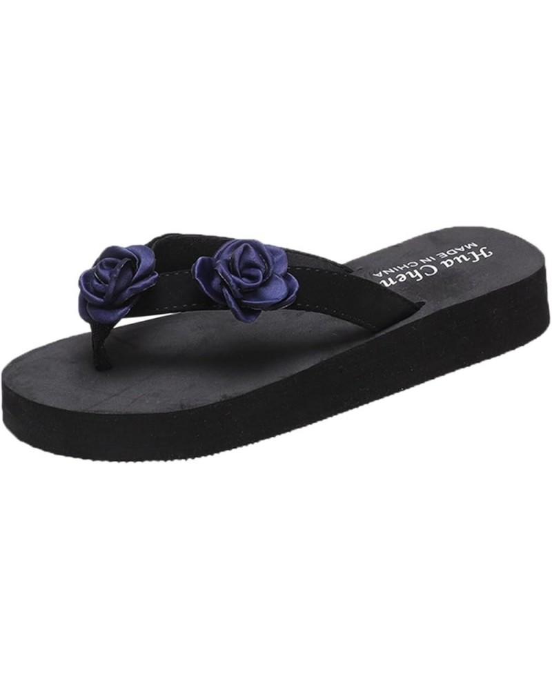 Women's Shoes Sandals Ladies Shoes Fashionable and Comfortable Summer Platform Wedge Flower Home Flip Flop Blue 8 $9.99 Sandals