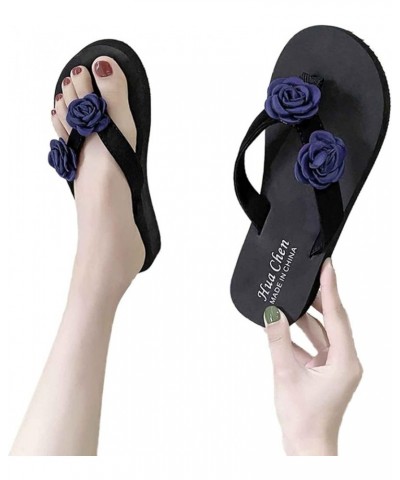 Women's Shoes Sandals Ladies Shoes Fashionable and Comfortable Summer Platform Wedge Flower Home Flip Flop Blue 8 $9.99 Sandals