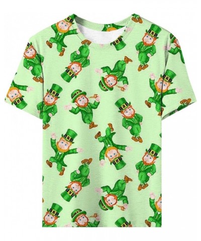 St Patricks Day Womens Cotton Long Sleeve Tee Leaf Cartoon Print Crew Neck Short Sleeved T Shirt Cotton Long Sleeve Tees St P...