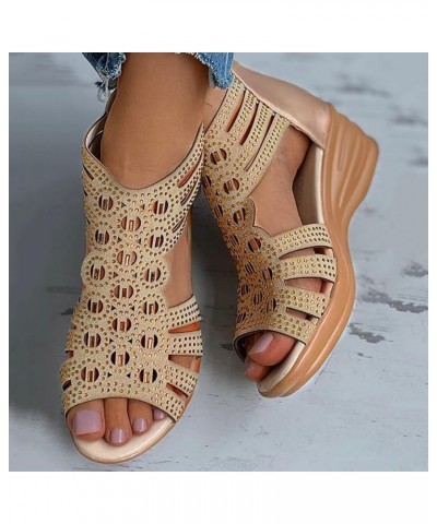 Beach Sandals For Women Nude Flats For Women Shower Flip Flops Women Slides For Women Platform Clogs Closed Toe Wedges Beige-...