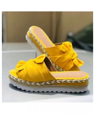 Women Summer Beach Sandals Shoes Anti-Slip Slipper Summer Beach Bow Slip on Sandals Summer Open Toe Beach Travel Fashion Slip...