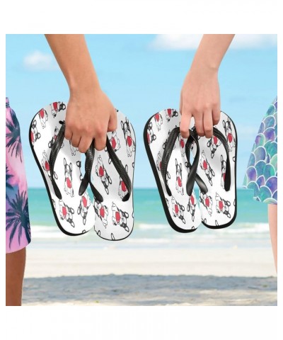 Valentine Bulldog Red Heart Womens Flip Flops Romantic Love Cute Pug Animal Summer Beach Sandals Casual Thong Slippers Comfor...