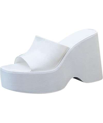 Heels for Women Open Toe Elastic Strappy Espadrille Low Chunky Block Heels Casual Sandals Dress Flip-Flop Shoes 120-zoxro-whi...