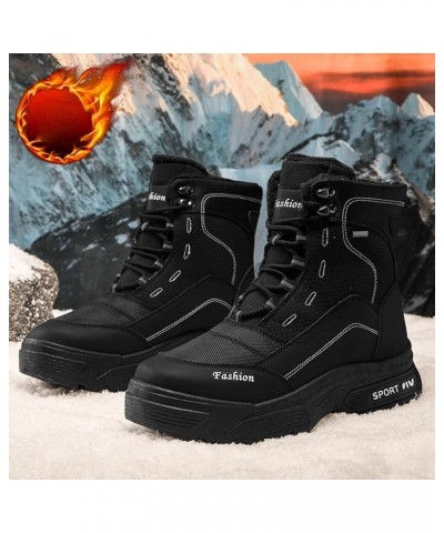 Mens Snow Boots Women Winter Anti-Slip Ankle Booties Waterproof Slip On Warm Fur Lined Sneaker Cf1-black $19.80 Boots