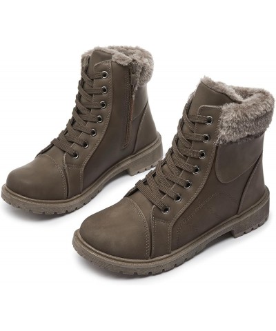 Winter Ankle Boots For Women Black Combat Boots Lace Up White Ankle Boots Womens Winter Boots Low Heel Side Zipper Mocha $15....