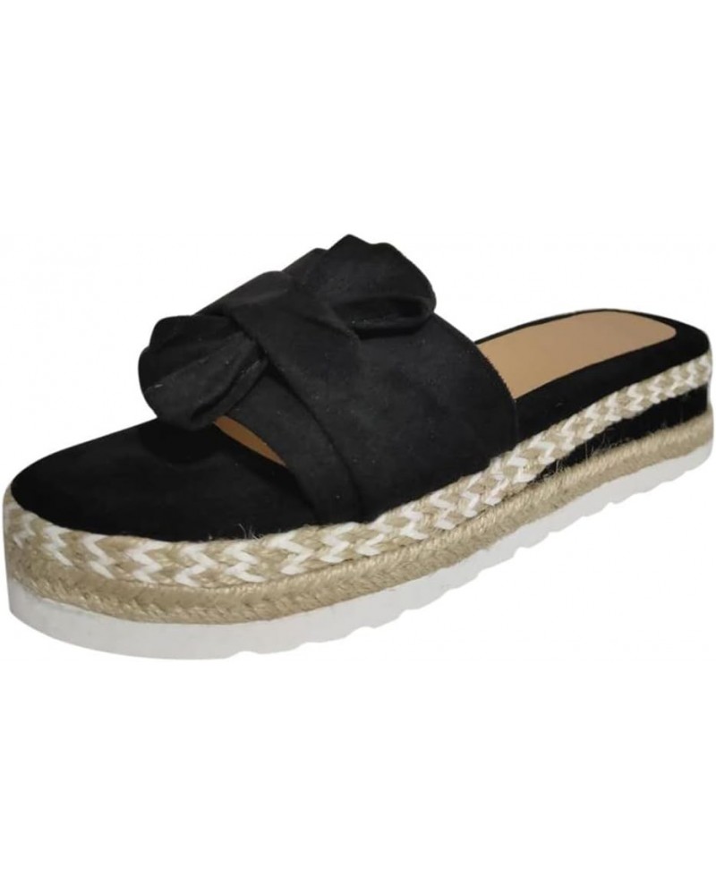 Sandals for Women Dressy Summer, Women's Low Wedge Silp On Floral Sandals Casual Shoes Espadrille Platform Sandals A01-black ...