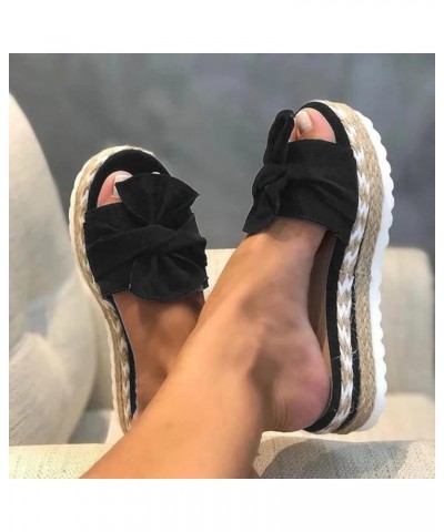 Sandals for Women Dressy Summer, Women's Low Wedge Silp On Floral Sandals Casual Shoes Espadrille Platform Sandals A01-black ...