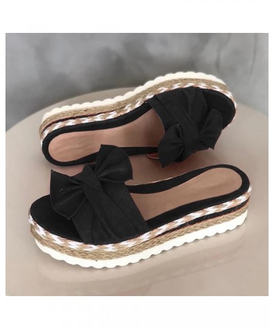 Sandals for Women Dressy Summer, Women's Low Wedge Silp On Floral Sandals Casual Shoes Espadrille Platform Sandals A01-black ...