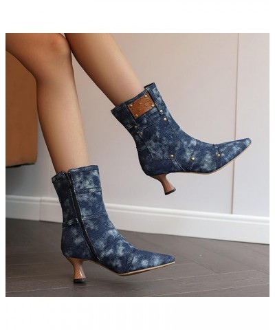 Fall Boots for Women 2023,Women's Pointed Toe Vintage Ankle Boots Fashion Low Chunky Block Heel Fall Dressy Booties A1-dark B...