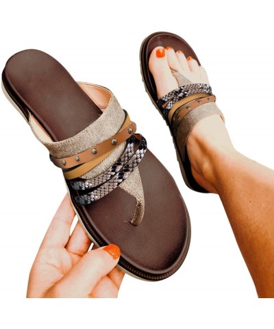 Sandals Women Fashion Heels 2023,Dressy Split Toe Beach Sandals Travel Casual Leather Shoes Anti-Slip Breathable Flip Flops A...