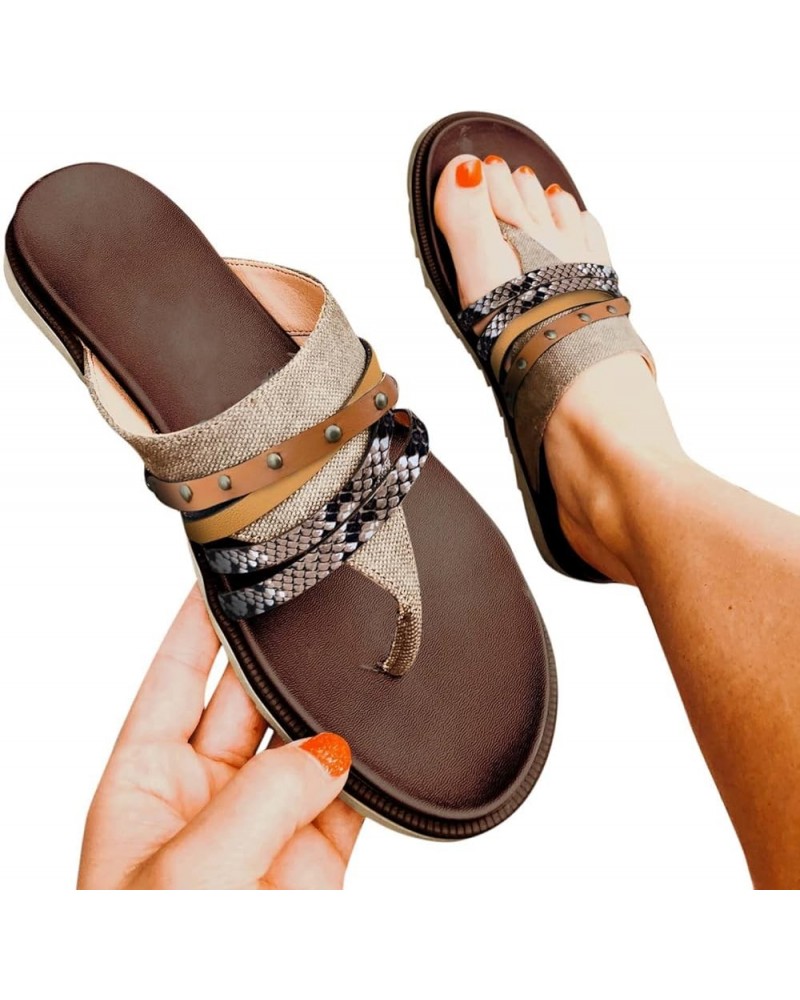 Sandals Women Fashion Heels 2023,Dressy Split Toe Beach Sandals Travel Casual Leather Shoes Anti-Slip Breathable Flip Flops A...