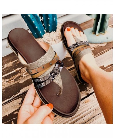 Sandals Women Fashion Heels 2023,Dressy Split Toe Beach Sandals Travel Casual Leather Shoes Anti-Slip Breathable Flip Flops A...