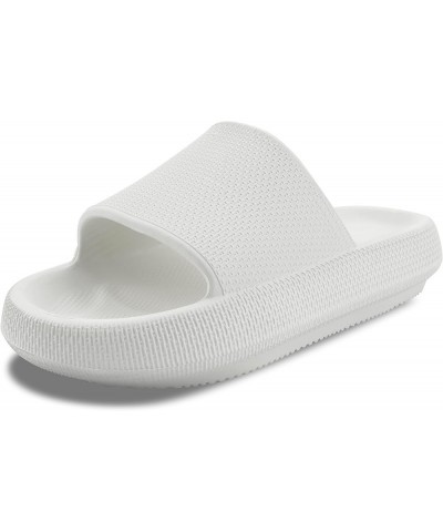 Cloud Slides For Women and Men,Pillow Slippers Bathroom Sandals,EVA Non Slip Thick Sole Platform Shoes White $10.79 Sandals