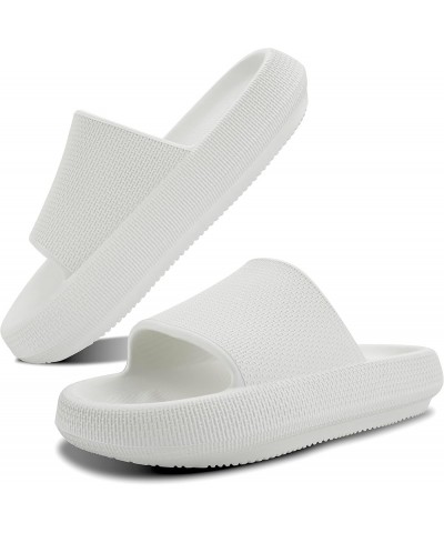 Cloud Slides For Women and Men,Pillow Slippers Bathroom Sandals,EVA Non Slip Thick Sole Platform Shoes White $10.79 Sandals