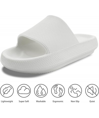 Cloud Slides For Women and Men,Pillow Slippers Bathroom Sandals,EVA Non Slip Thick Sole Platform Shoes White $10.79 Sandals