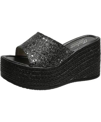 espadrille sandal wedge Womens Fashion Sequined Peep Toe Platform Wedge Casual Sandals Grey $18.19 Mules & Clogs