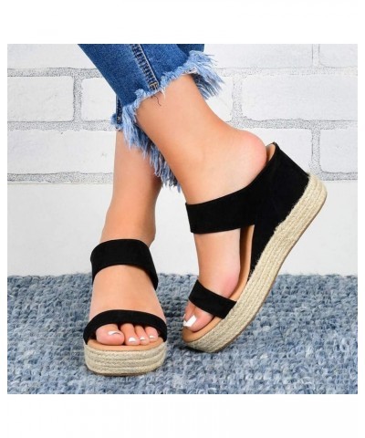 Wedge Sandals For Women Open Toe Platform Sandals Slingback Summer Women's Sandals Dressy Sandals 10 Black $14.82 Sandals