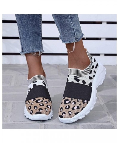 Womens Running Shoes Colorblock Leopard Print Platform Lightweight Knitted Mesh Air Cushion Tennis Shoes Non Slip Gym Workout...