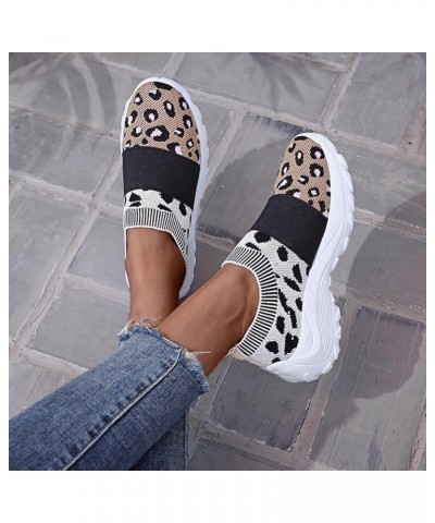 Womens Running Shoes Colorblock Leopard Print Platform Lightweight Knitted Mesh Air Cushion Tennis Shoes Non Slip Gym Workout...