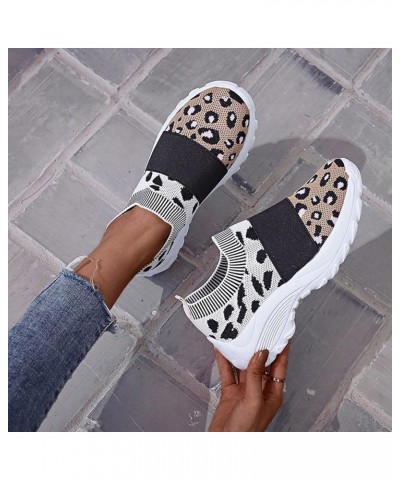 Womens Running Shoes Colorblock Leopard Print Platform Lightweight Knitted Mesh Air Cushion Tennis Shoes Non Slip Gym Workout...