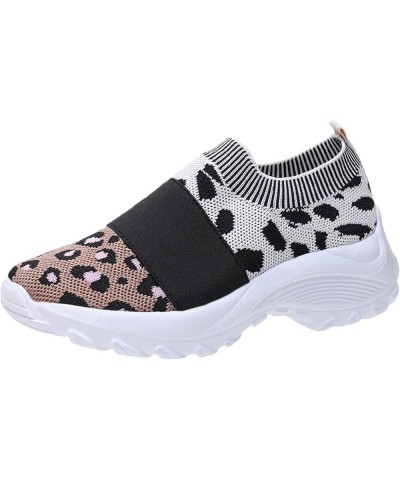 Womens Running Shoes Colorblock Leopard Print Platform Lightweight Knitted Mesh Air Cushion Tennis Shoes Non Slip Gym Workout...