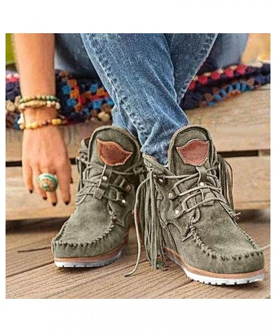 Cowboy Boots for Women Cowgirl Boots for Women Knee High Laced Boots Women'S Hiking Snow Boots Green $20.11 Boots