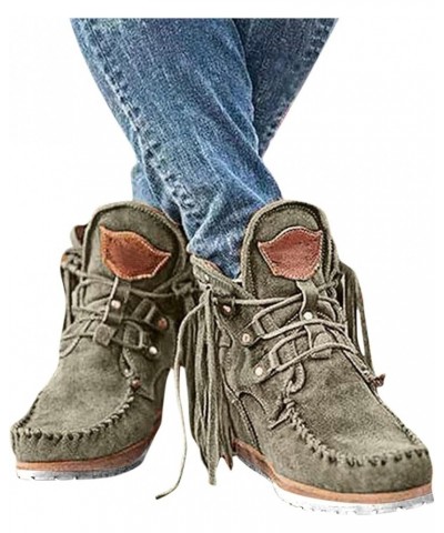 Cowboy Boots for Women Cowgirl Boots for Women Knee High Laced Boots Women'S Hiking Snow Boots Green $20.11 Boots