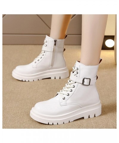 Boots Women Mid Calf Boots Flat Womens Snow Winter Boots Ankle Booties for Women With Heel Beige 2 $17.81 Boots