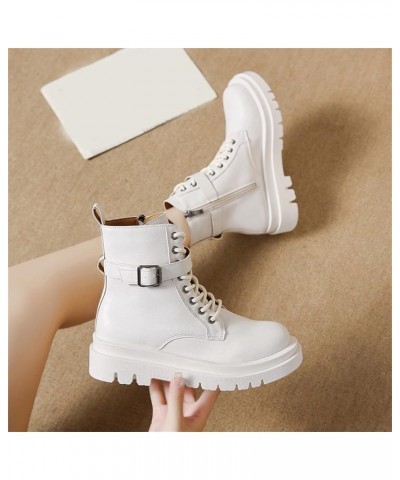 Boots Women Mid Calf Boots Flat Womens Snow Winter Boots Ankle Booties for Women With Heel Beige 2 $17.81 Boots