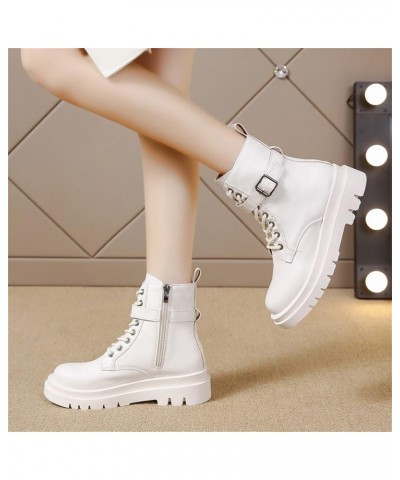 Boots Women Mid Calf Boots Flat Womens Snow Winter Boots Ankle Booties for Women With Heel Beige 2 $17.81 Boots