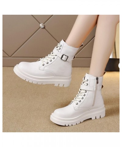 Boots Women Mid Calf Boots Flat Womens Snow Winter Boots Ankle Booties for Women With Heel Beige 2 $17.81 Boots