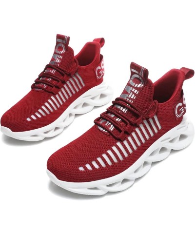 Womens Walking Shoes Mesh Non Slip Gym Sports Casual Fashion Sneakers Burgundy_a $24.95 Athletic Shoes