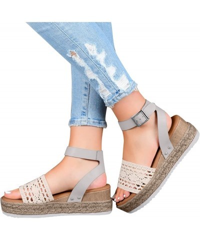 Platform Sneakers For Women Wedges For Women Dressy Closed Toe Black Platform Wedge Sandals For Women Sandals Comforta 2-grey...