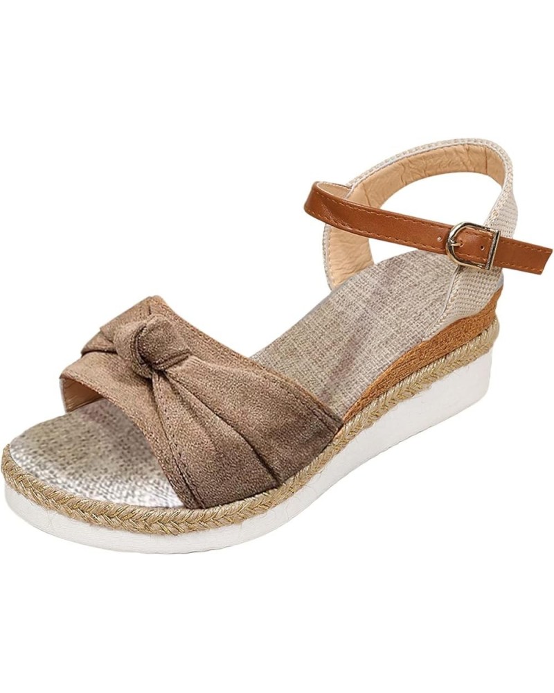 Espadrilles Flatform Wedge Casual Sandals For Women Summer Dressy Open Toe Buckle Ankle Strap Sandals Low Heels Sandals Comfo...