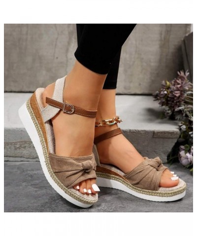 Espadrilles Flatform Wedge Casual Sandals For Women Summer Dressy Open Toe Buckle Ankle Strap Sandals Low Heels Sandals Comfo...