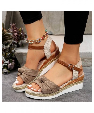 Espadrilles Flatform Wedge Casual Sandals For Women Summer Dressy Open Toe Buckle Ankle Strap Sandals Low Heels Sandals Comfo...