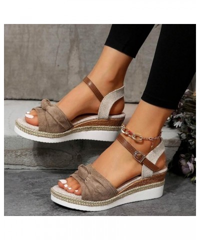 Espadrilles Flatform Wedge Casual Sandals For Women Summer Dressy Open Toe Buckle Ankle Strap Sandals Low Heels Sandals Comfo...