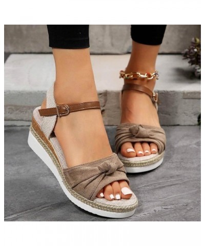 Espadrilles Flatform Wedge Casual Sandals For Women Summer Dressy Open Toe Buckle Ankle Strap Sandals Low Heels Sandals Comfo...