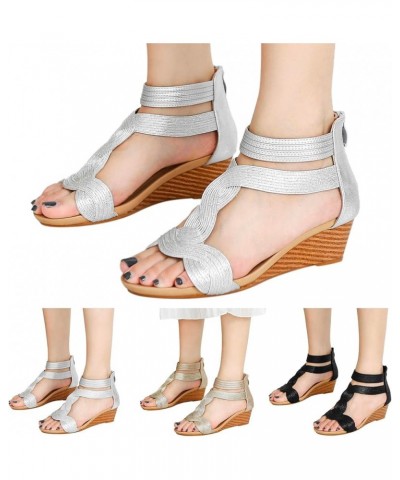 Sandals Women Wedge Flat Women Spring Wedges And Toe Zipper Rhinestones Summer Casual Shoes Women's Leopard Sandals Sandals D...