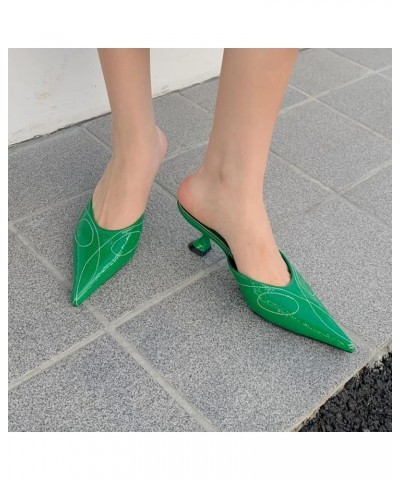 Women's Mule Heel Ultra-fine Fiber Pointed Small Heel Party Women's Backless Mule Sandals Black $29.25 Mules & Clogs